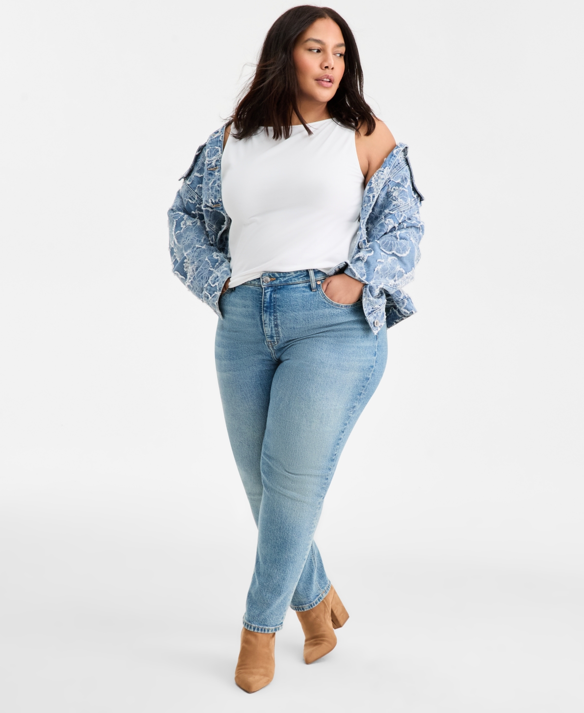 On 34th Trendy Plus Size Knit Boat-neck Tank Top, Macy's Exclusive In White