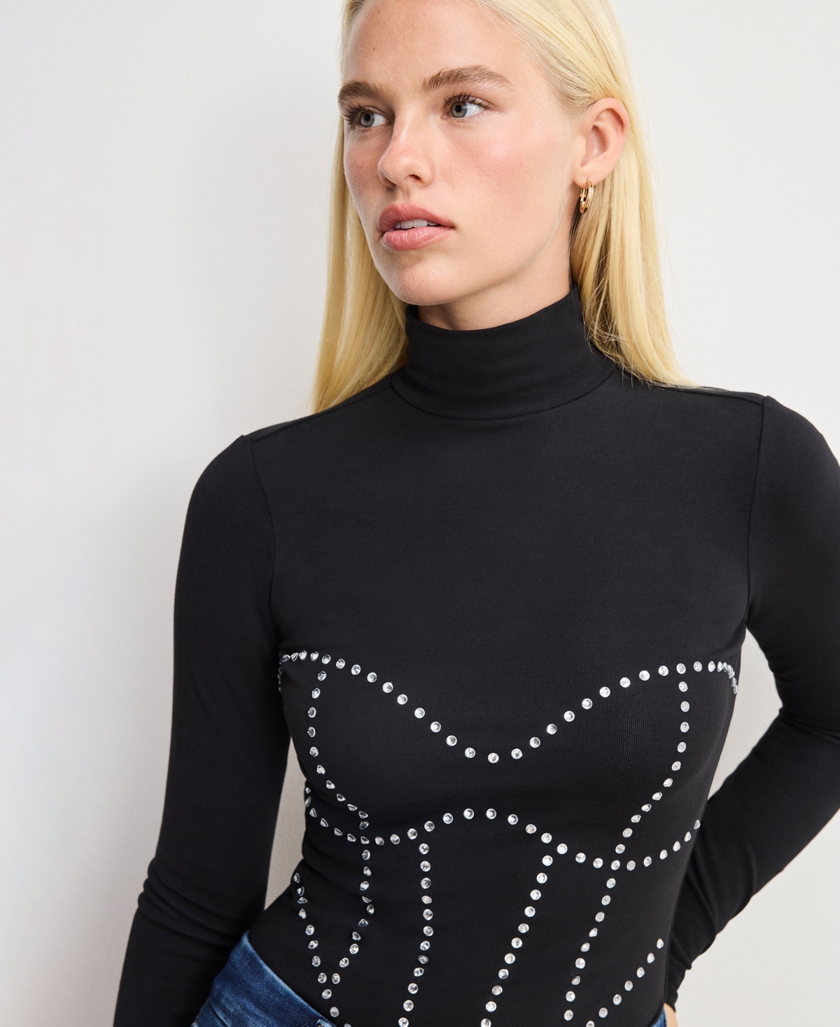 Good American Women's Dolly Jolean Crystal Corset Bodysuit Thong, Regular & Plus