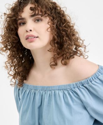 Trendy Plus Size Cotton Off-The-Shoulder Top, Macy's Exclusive