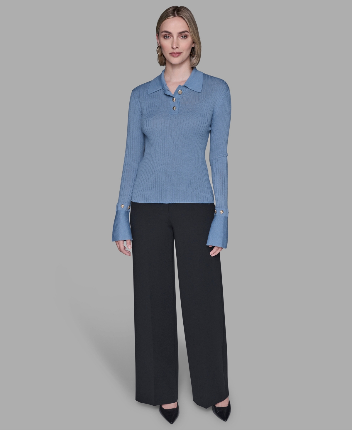 Karl Lagerfeld Women's Long Sleeves Sweater In Blue