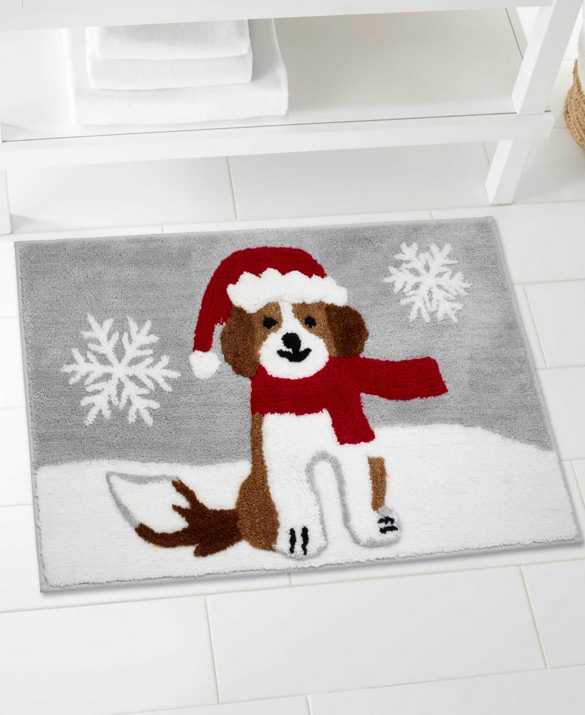 Avanti Puppy Santa Polyester Bath Rug, 20" X 32" In Multi