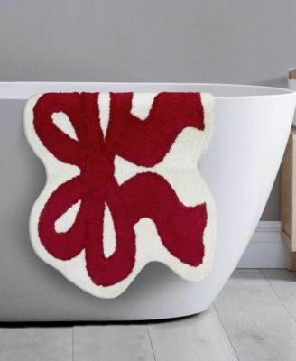 Christmas Bows Polyester Bath Rug, 29" x 22"