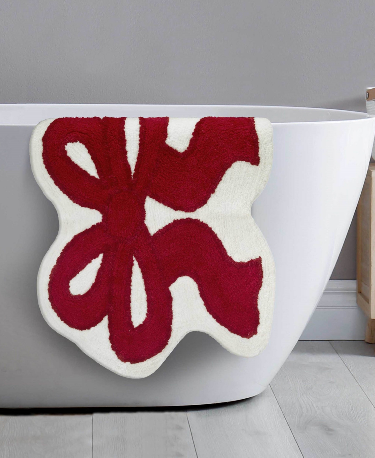 Avanti Christmas Bows Polyester Bath Rug, 29" X 22" In White