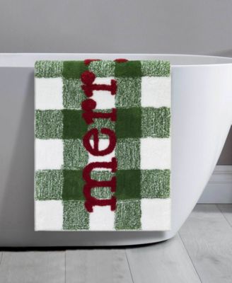 Merry Plaid Polyester Bath Rug, 20" x 32"