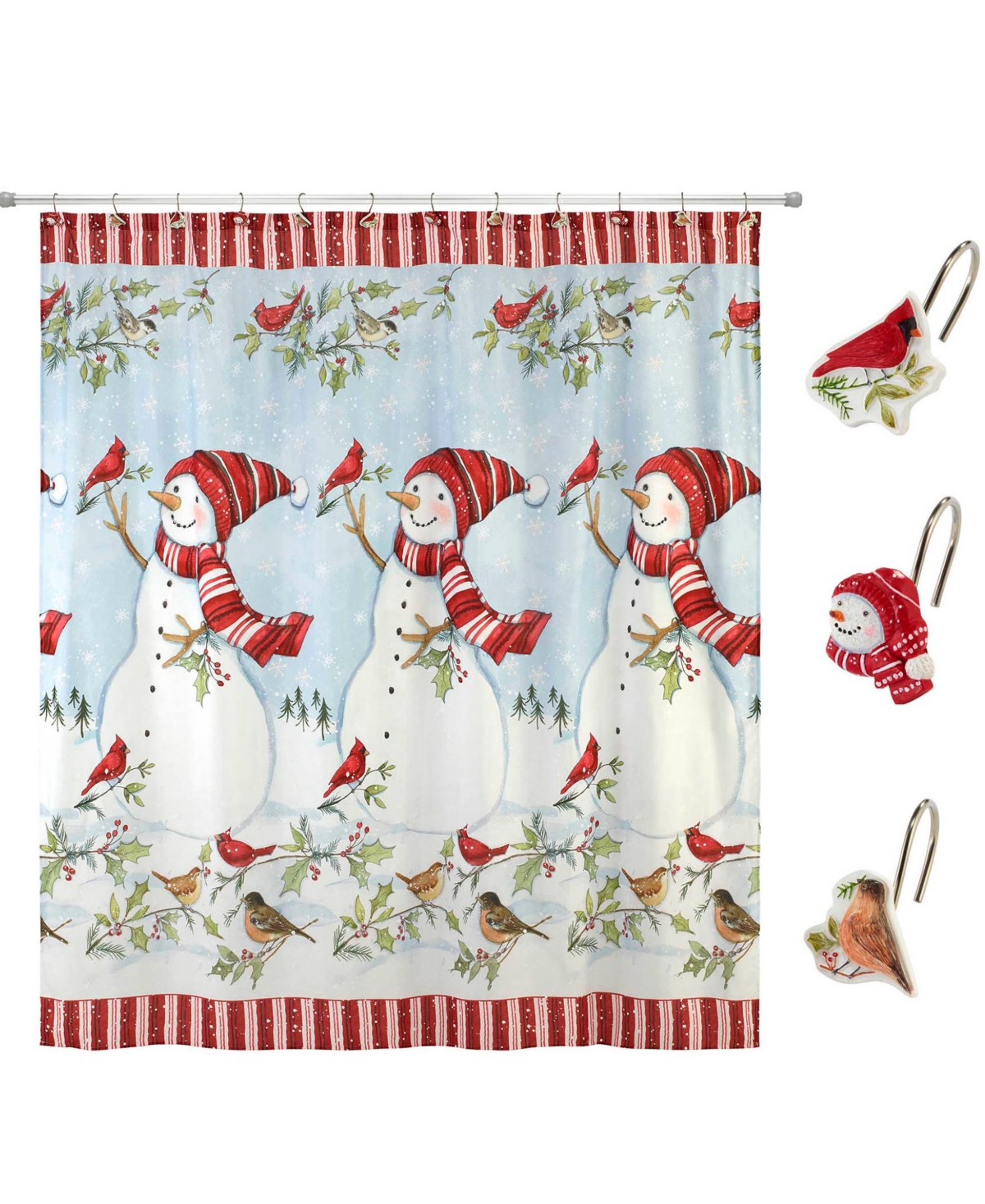 Avanti Holiday Cheer Shower Curtain And 12-pc. Shower Curtain Hooks Set In Multi
