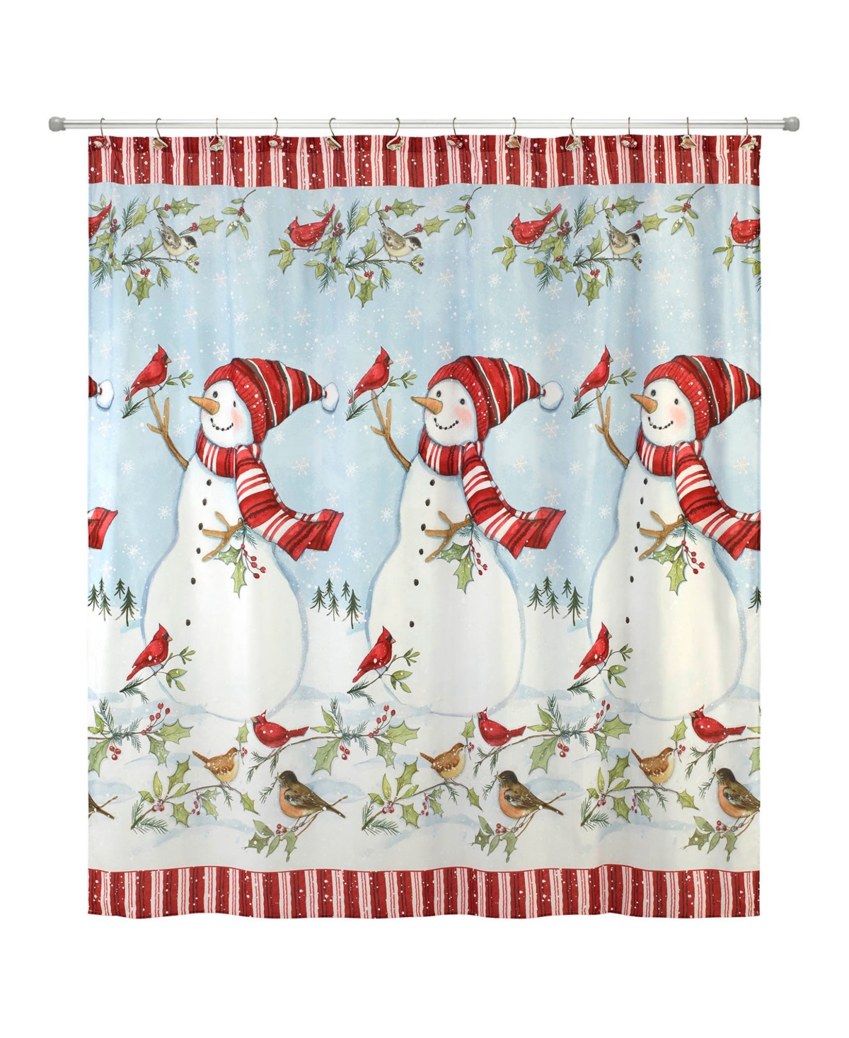 Avanti Holiday Cheer Shower Curtain And 12-pc. Shower Curtain Hooks Set In Multi