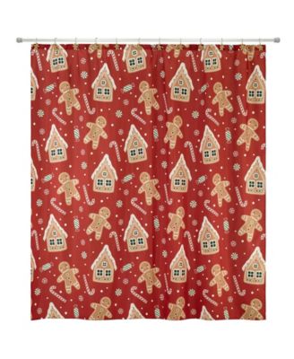 Gingerbread Man Shower Curtain and 12-Pc. Shower Curtain Hooks Set