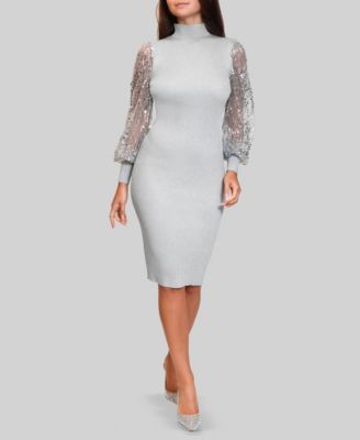 Juniors' Mock Neck Sweater Midi Dress