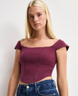 Good American - Women's Dolly Joleans Cropped Corset Top, Regular & Plus Size