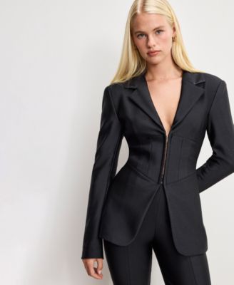 Good American - Women's Dolly Joleans Shine Corset Blazer, Regular & Plus Size