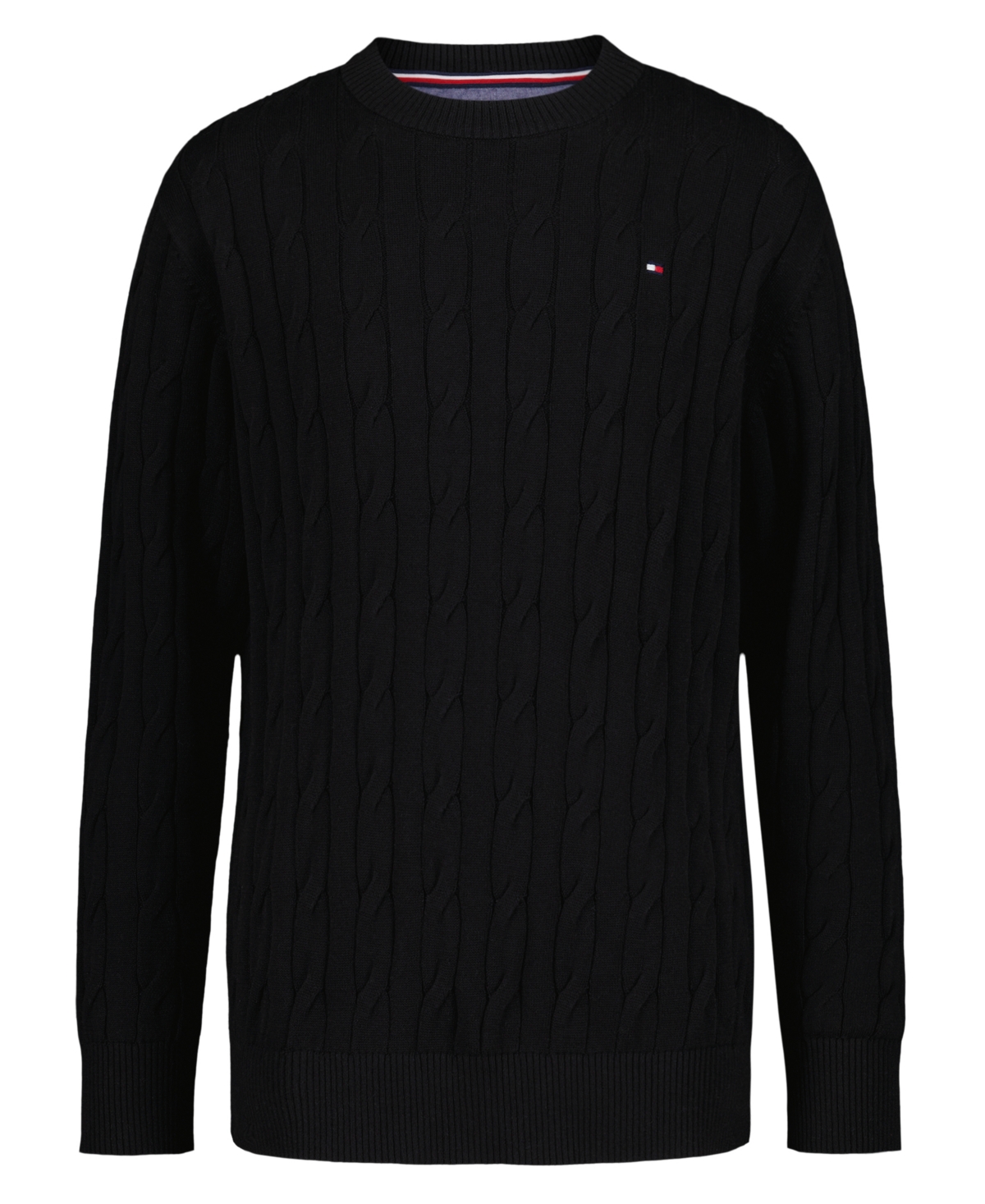Tommy Hilfiger Boys 8-20 Crewneck Cable Knit Sweater In Black