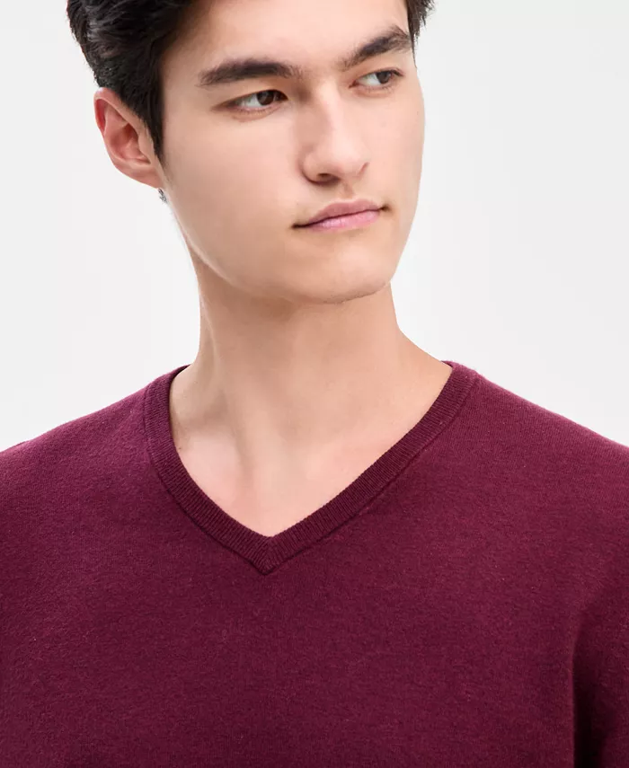 Men's Solid V-Neck Cotton Sweater - thumbnail 7
