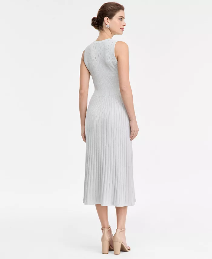 Women's Sleeveless Metallic Sweater Dress - thumbnail 8