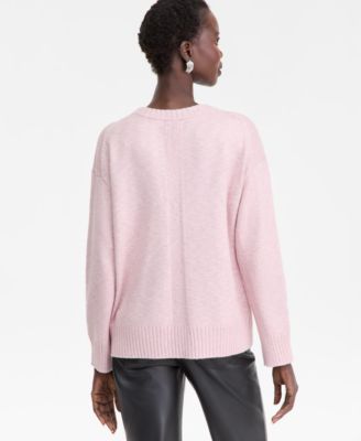 Women's Ribbed-Trim Crewneck Pullover Sweater, Macy's Exclusive
