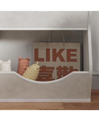 17" White Wood Multi-Tier Bookshelf Toy & Book Storage Kids Room Organizer Shelf for Boys & Girls