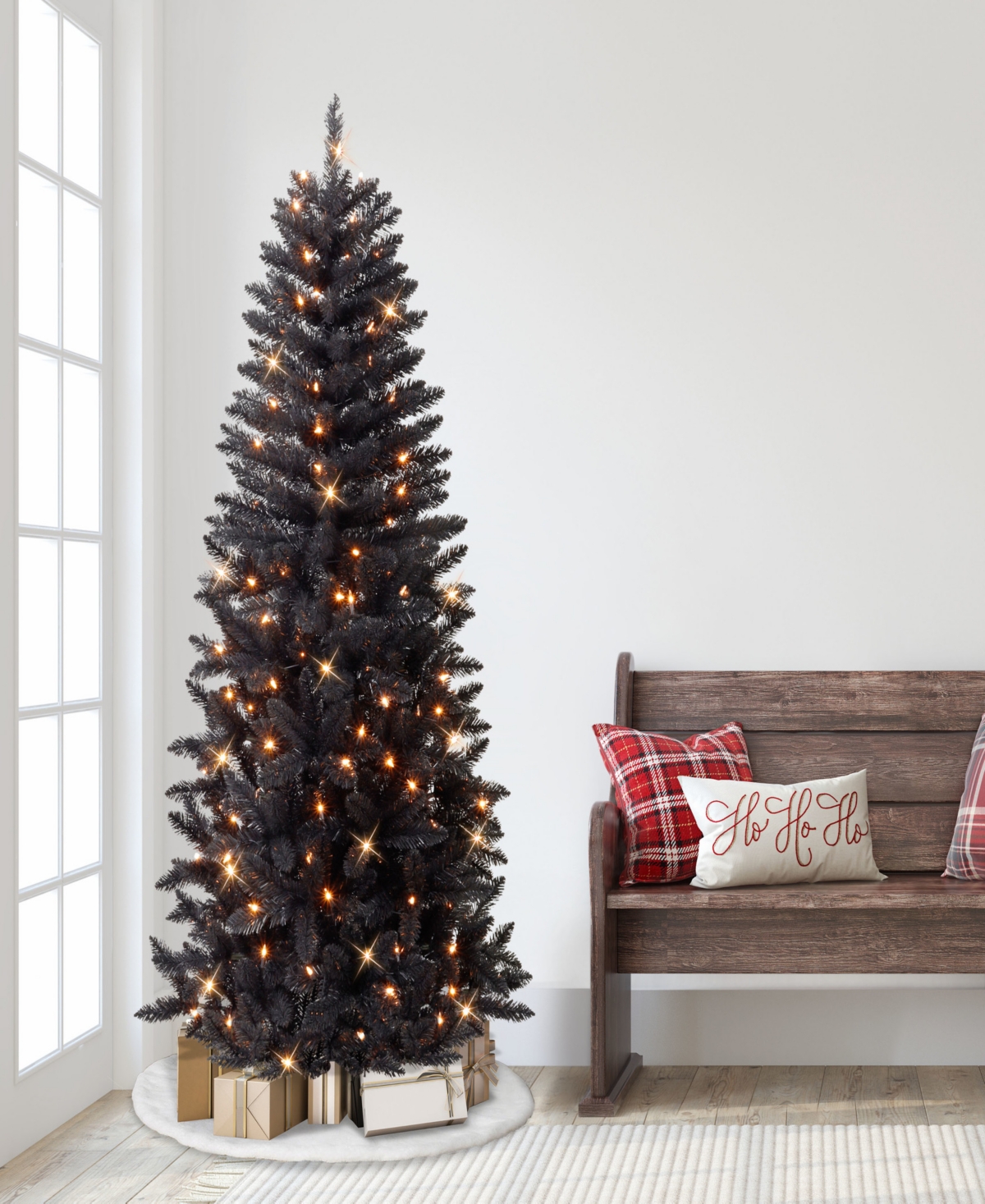 Puleo 7' Pre-lit Artificial Carson Pine Tree In Black