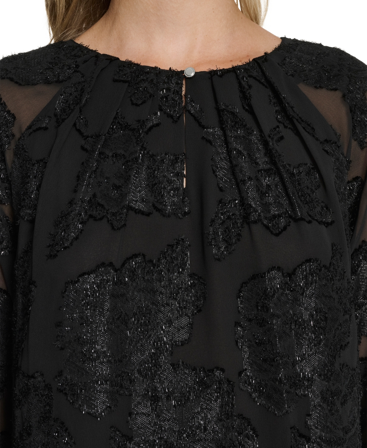 Calvin Klein Women's Raglan Sleeve Metallic Blouse