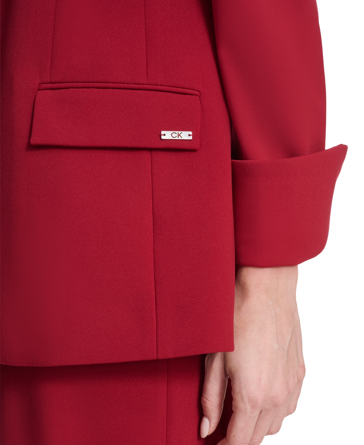 Calvin Klein Women's Notch Lapel Open-front Jacket In Red