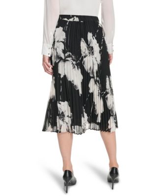 Women's Pleated Printed Midi Skirt