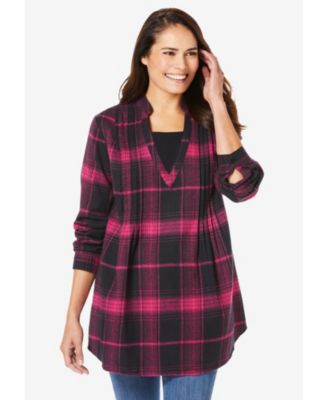 Plus Size Flannel Tunic With Layered Look