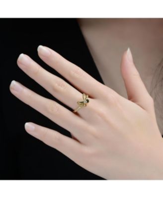 14K Gold Plated with Clear Cubic Zirconia Butterfly Design Statement Ring