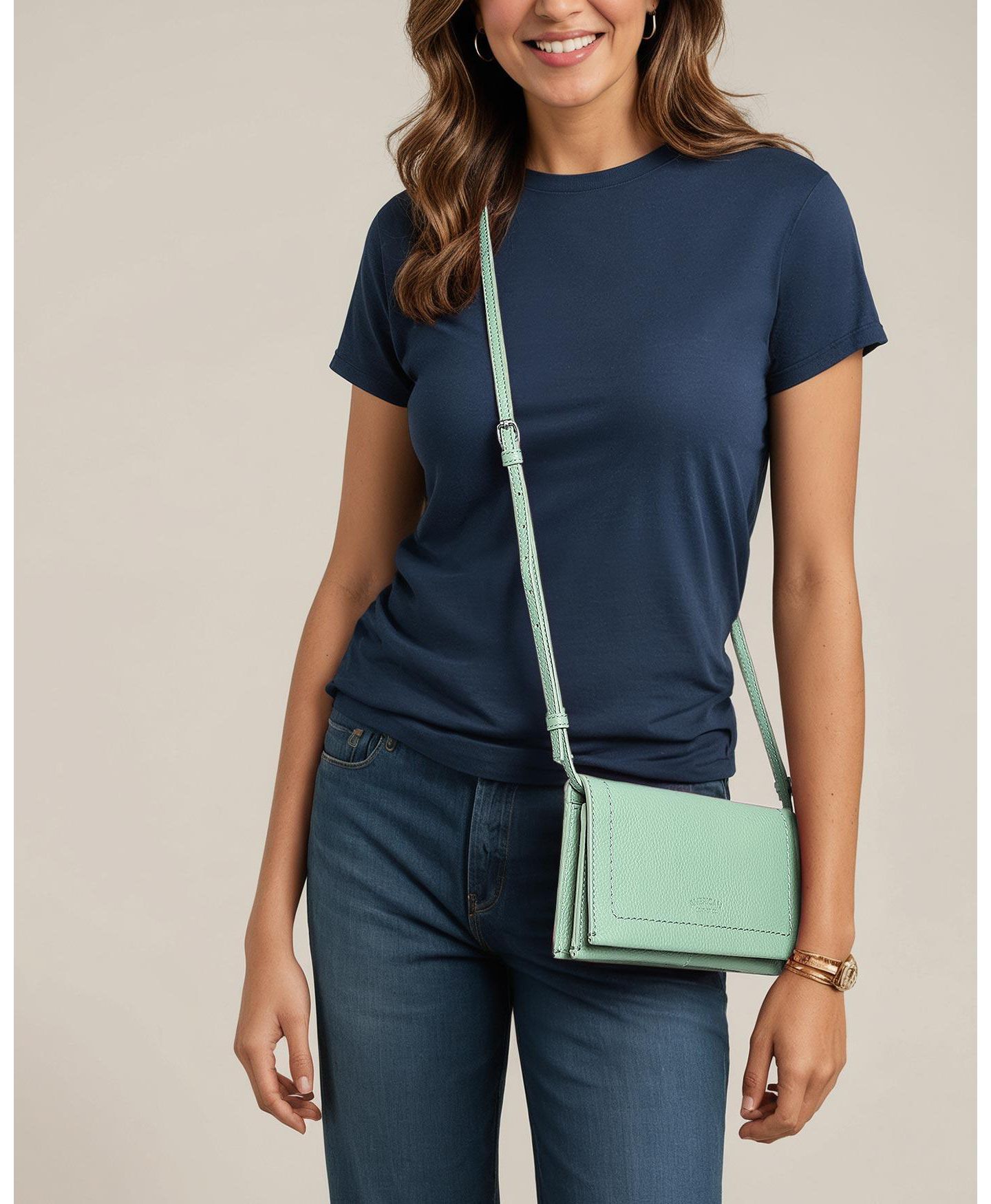 Женская сумка American Leather Co. Teddy Crossbody, цвет: Аквамариновый — фото 2