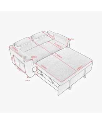 55" Velvet Loveseat Sofa Bed with USB Ports, Adjustable Backrest and Pull-Out Sleeper with Storage Pockets and Pillows-Maison Boucle