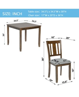 5 Piece Wooden Dining Table Set with 4 Chairs for Kitchen or Dining Room