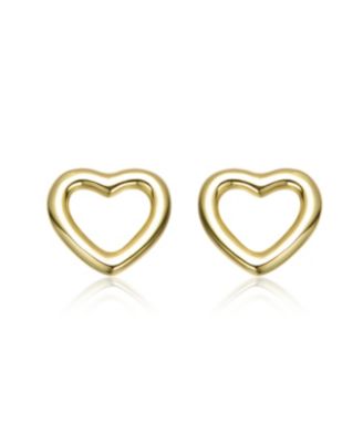 14K Gold Plated Heart Design Stud Earrings