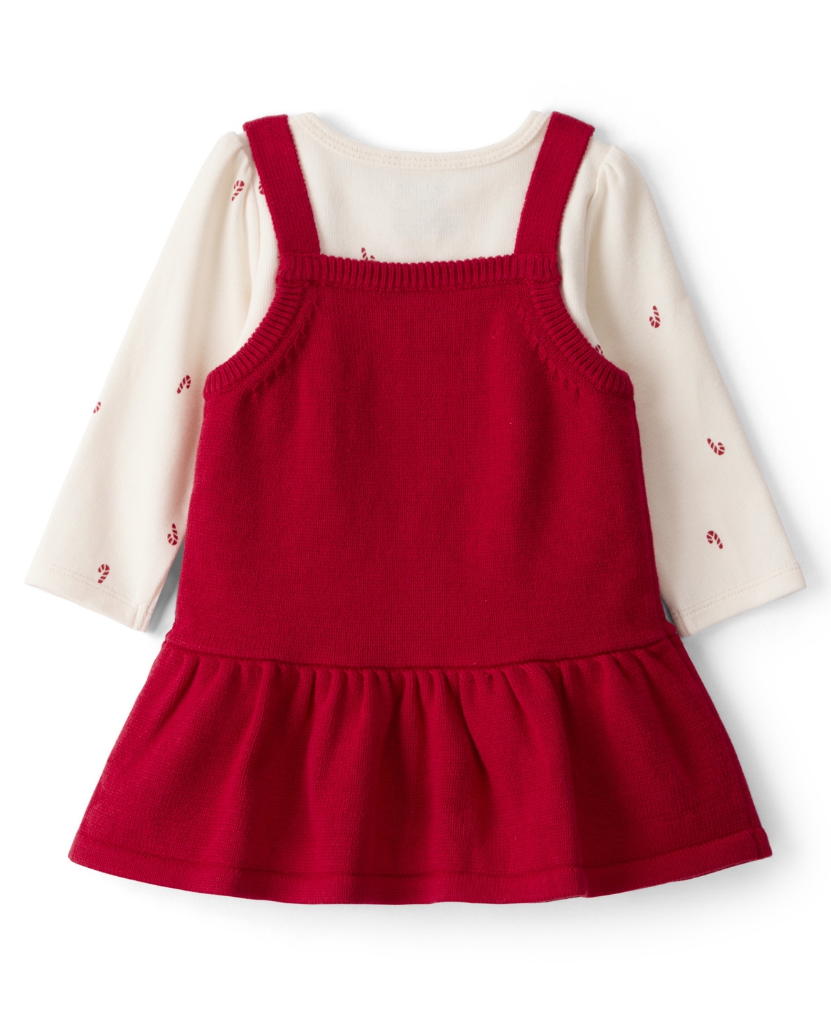 Carter's Baby Girls 2-piece Candy Cane Print Long-sleeve Bodysuit & Dress Set In Red