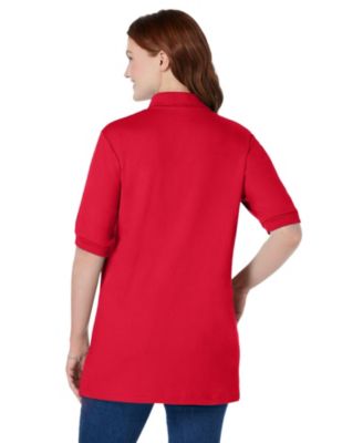 Plus Size Elbow-Sleeve Polo Tunic