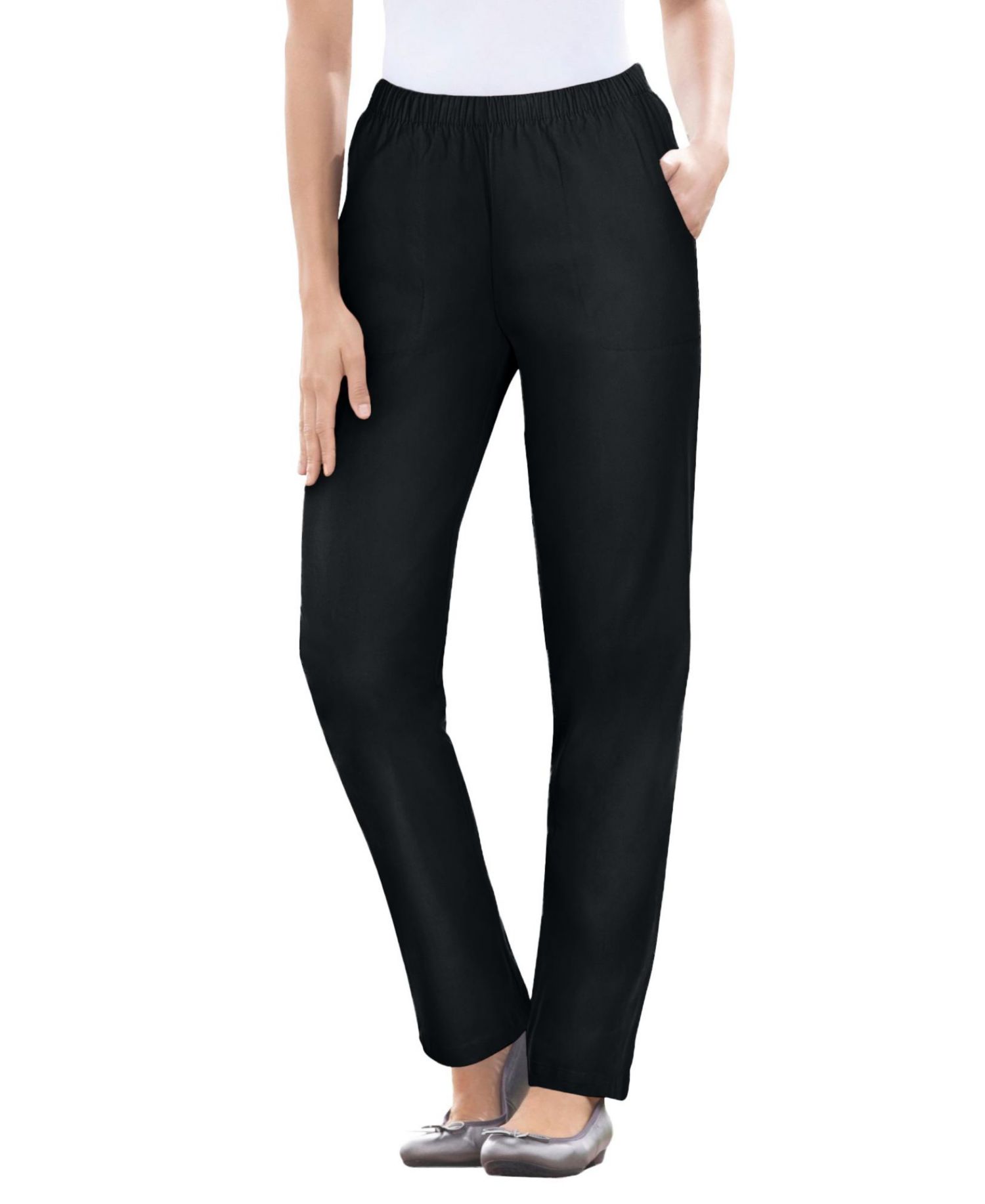 Women's Within Straight Leg Fineline Pull-On Stretch Denim Jeans