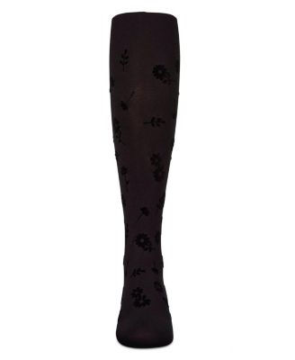 Girls Opaque "Flower Garden" Flocked Tights