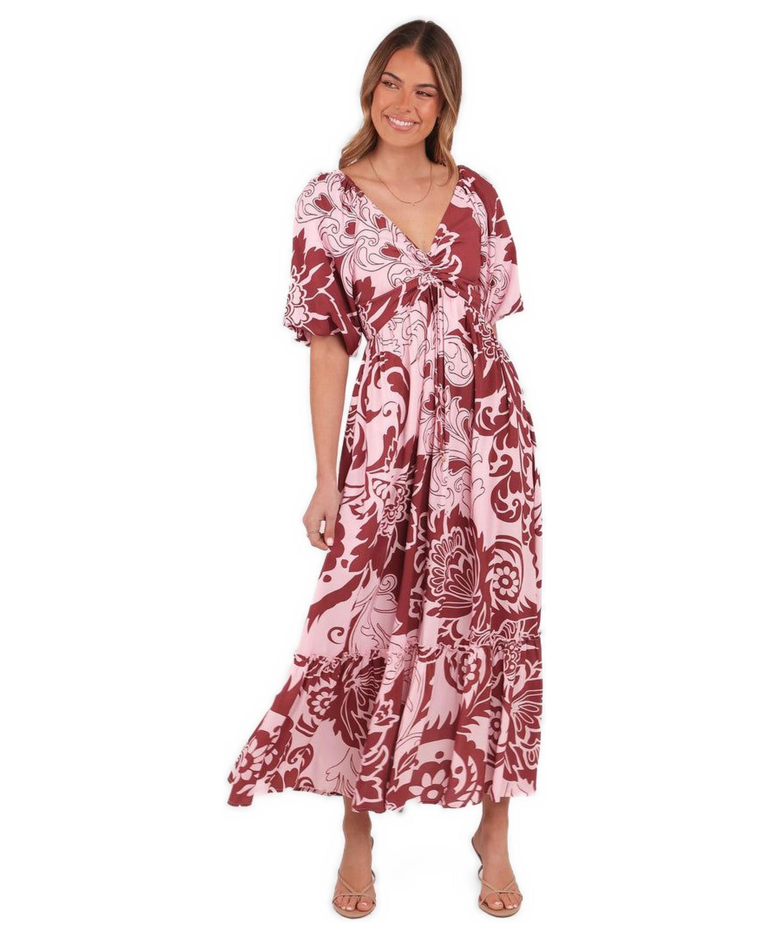 Women's Shanae Maxi Dress - Pink Brown Paisley