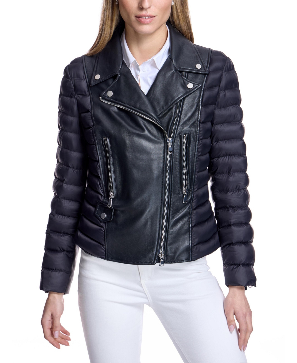 Julia & Stella by Maximilian Women's Leather Puffer Jacket