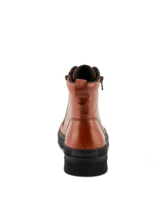 Hoylein Leather Combat-Style Boot with Double Zippers and Removable Insole