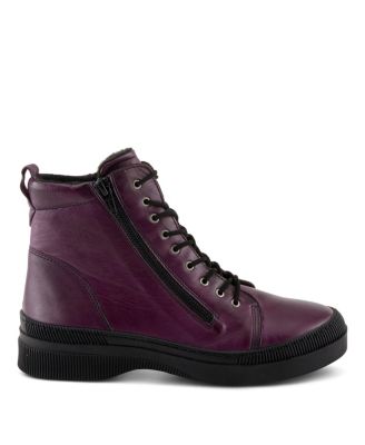 Hoylein Leather Combat-Style Boot with Double Zippers and Removable Insole