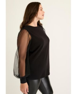 Women's June + Vie Puff-Sleeve French Terry Sweatshirt