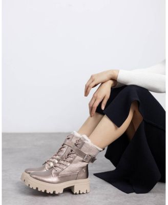 Women's Patent Leather Combat Booties By XTI