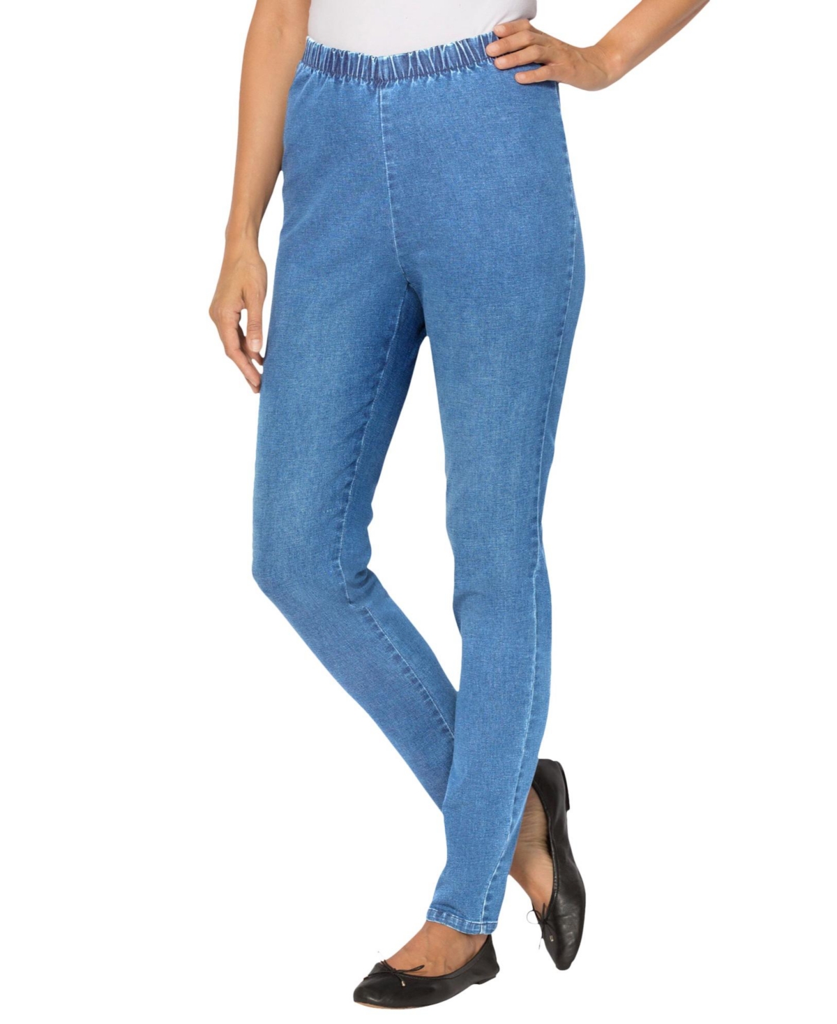 Woman Within Women's Within Tall Fineline Denim Jegging - Light stonewash