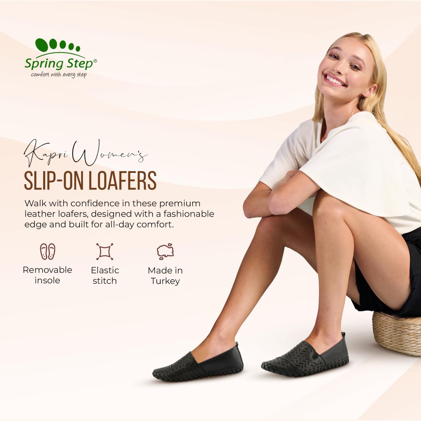 Женские туфли Spring Step Kapri Flexible Leather Loafer, цвет: Чёрный — фото 5