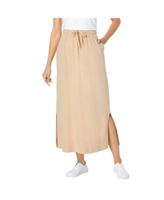 Plus Size Sport Knit Side-Slit Skirt