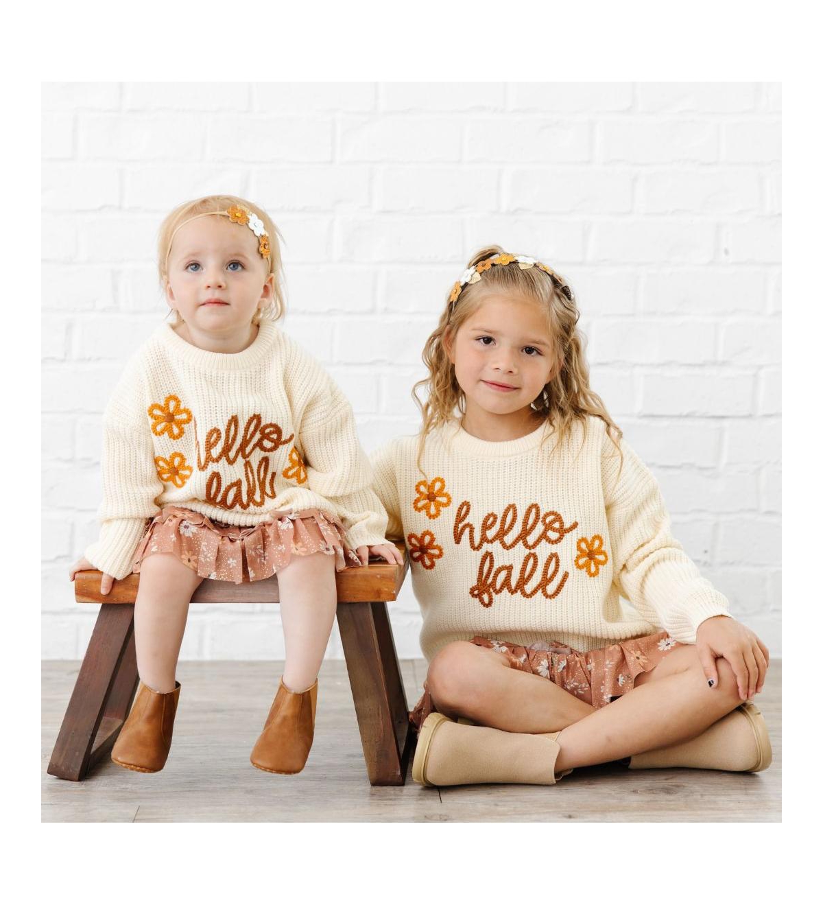 Sweet Wink Little and Big Girls Hello Fall Knit Sweater