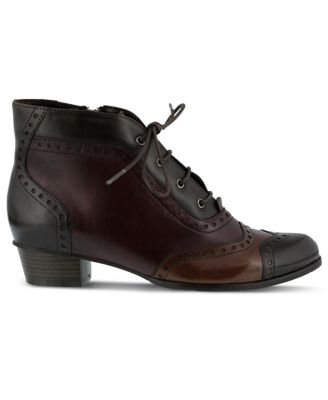 Heroic Colorblock Leather Bootie with Brogue Detailing and Inside Zipper
