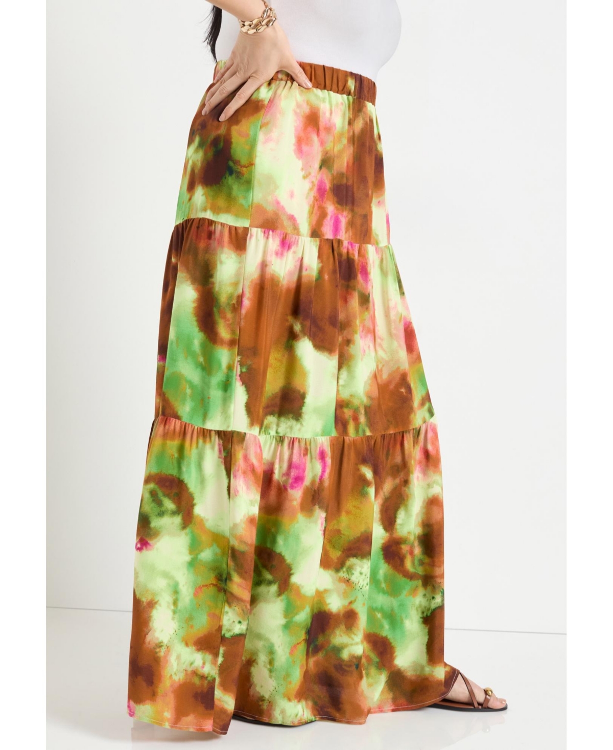 June + Vie Women's High-Slit Maxi Skirt