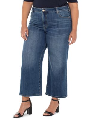 Plus Size High Rise Cropped Wide Leg Jeans