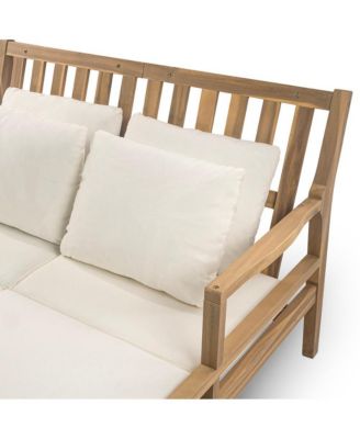 Teak Daybed Chaise Lounges 4 Pillows & Curved Armrests