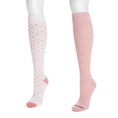 Women's 2 Pair Pack Cotton Compression Knee High Socks