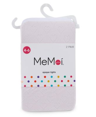 Girls' 2 Pair Pack Nylon Heart Tights