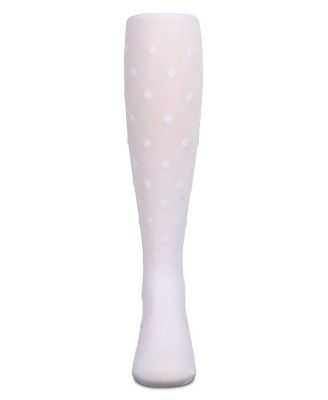 Girls Opaque Polka Dot Bow-Trimmed Flocked Tights